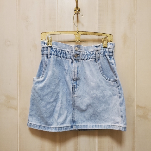 PAC SUN Denim Mini Skirt Paperbag Waist Like NEW Size Lg - Picture 10 of 10